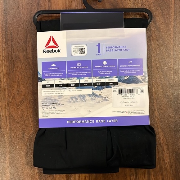 Reebok Women’s 1-Pack Black Performance Base Layer Pant Size 2XL - Picture 7 of 10